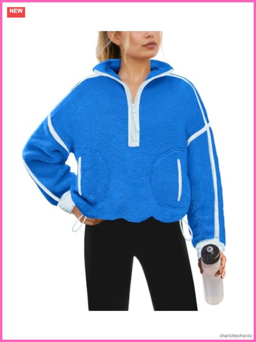 Sherpa Fleece Quarter Zip Pullover Oversized Sweatshirt Women